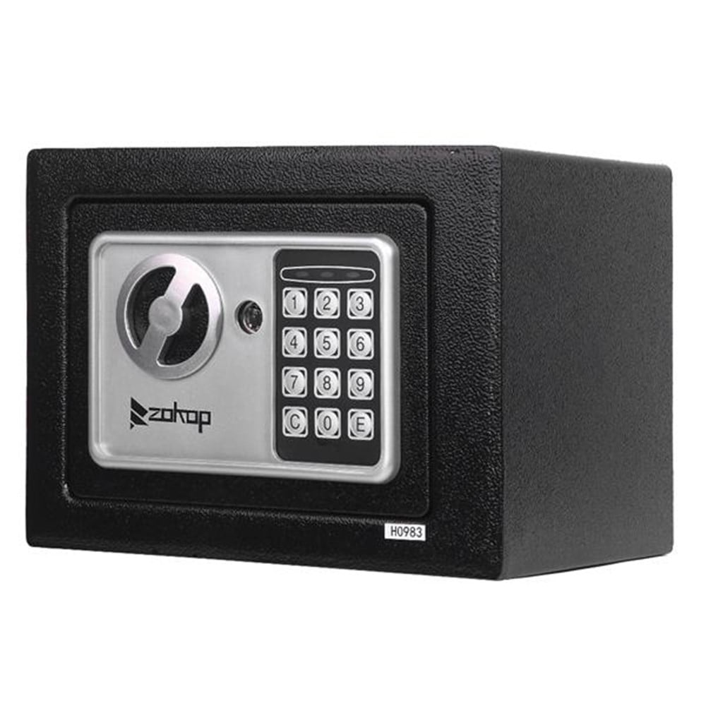 Black US Stock Digital Electronic Safe Security Box Fireproof Wall-Anchoring Safe Deposit Box for Money Jewelry Cash Batteries 