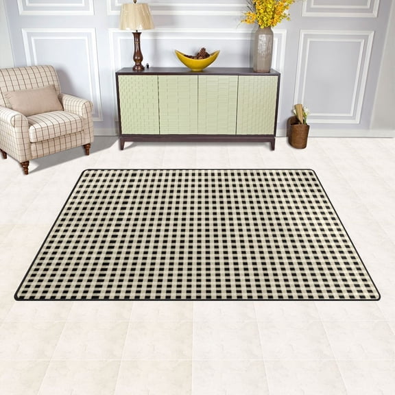 Carpets For Living Room Bedroom Ultra Soft Comfy Thickened Memory-Foam Indoor Carpets 2 Size Aviliable Tiny Black White Checkered Squares