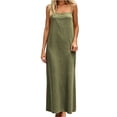 thumbnail image 6 of VBVC Women's Spaghetti Strap Cotton Linen Maxi Dress , Ladies' Square Neck Casual Slip Dress , Summer Beach Vacation Long Dresses For Women,Army Green,S-2XL, 6 of 10