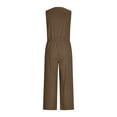 thumbnail image 6 of QATAINLAV Summer Rompers for Women Sleeveless Adjustable Strap Onesies Shorts Cotton Casual Wide Jumpsuits with Pockets Brown XL, 6 of 7