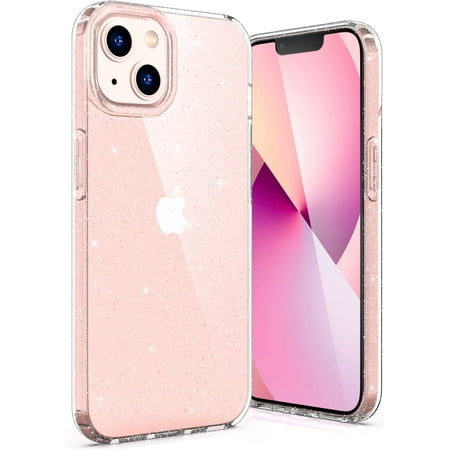 ULAK Glitter Case for iPhone 13, Clear Slim Shockproof Bumper Phone Case for Apple iPhone 13 2021 for Women Girls, Crystal Bling