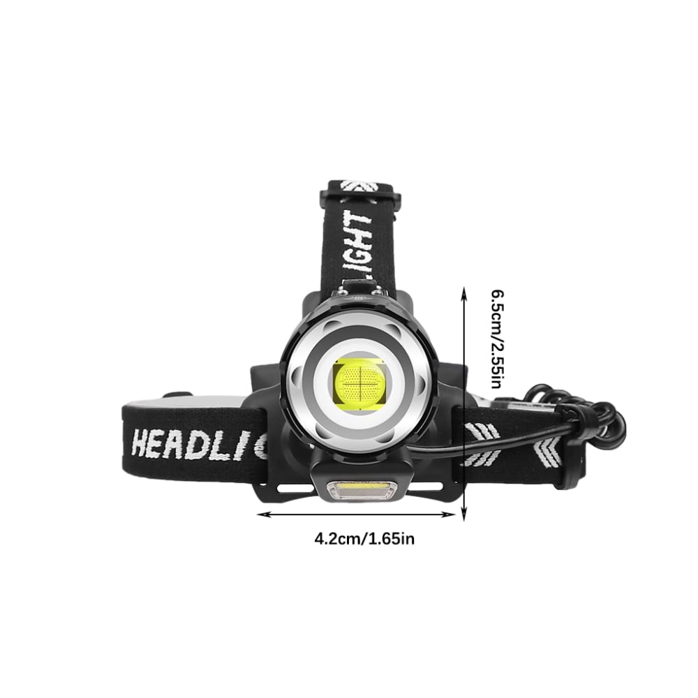 Portable IPX4 Waterproof Headlamp Dimmable Head Mounted Torch for Night Riding Walking Use  Cable 3Pcs Batteries