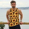 thumbnail image 6 of Daiia Chocolate Plaid Sunflower Printed Men's Quick Dry Fit Muscle Tank Top Slim-Fit Tank Workout Tank Top Lightweight Sports Tank Top-3X-Large, 6 of 7