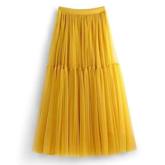 Autumn And Winter Skirt Female Half Swing Long Skirt High Waist Cake Mesh plus Skirt Long Skirts for Women Summer Can Can Skirt Jean Skirts Womens Skirts Midi Length Bassinet Skirt Wrap Skirts for