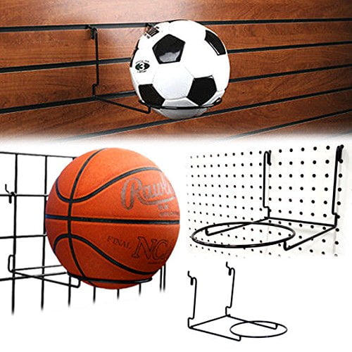 Black Slatwall Gridwall Ball Display with 6 Ring Pegboard Retail Ball