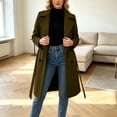 thumbnail image 6 of Vixolx Womens Long Pea Coat Classic Notched Lapel Double Breasted Wool Blend Coat with Tie Belt Side Pockets Winter Casual Office Warm Outerwear, 6 of 8