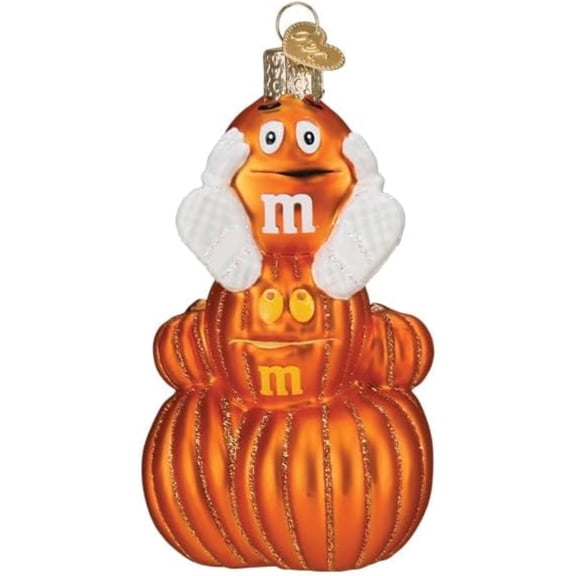 Old World Christmas 4.00In M&M's Orange Autumn, Glass, Pumpkins Chocolate 32666