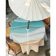 thumbnail image 3 of Outdoor Tablecloth with Umbrella Hole, Turquoise Spillproof Waterproof Outdoor Table Cover, Ocean Wave Stripes Modern Abstract Beach Patio Tablecloths for Party/Garden/Picnic, Round 54 inch, 3 of 9