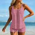 thumbnail image 5 of Tankini Swimsuits for Women Summer Striped Tummy Control Two Piece Bathing Suits Tank Tops with Swim Shorts Swimwear, 2XL, 5 of 6