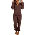 thumbnail image 1 of RXMEKW Combinaison à Capuche en Polaire Pyjama pour Femmes Manches Longues Tenue de Maison Fermeture Éclair devant Vert Armée Uni, 1 of 5