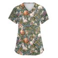 thumbnail image 2 of SAATLERI Easter Scrub Tops Womens Cute Bunny Eggs Print Short Sleeve V-Neck Plus Size Shirts Tee Tops With Pockets Working Uniform, 2 of 5