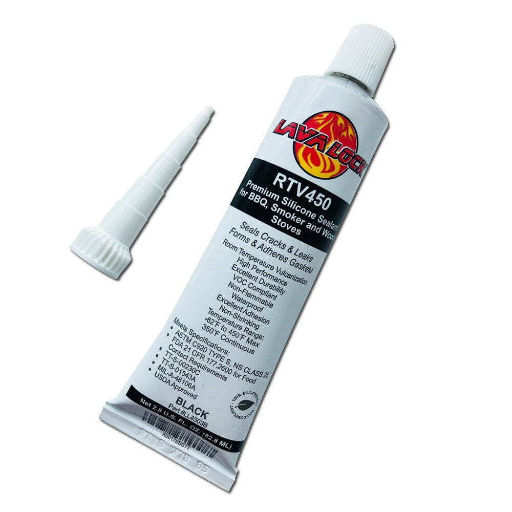 LavaLock® BBQ BLACK RTV Hi Temp Smoker Silicon Sealer Gasket Adhesive