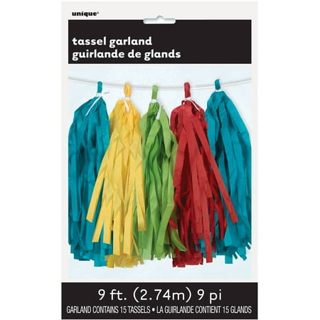 Tissue Paper Tassel Garland, 9 ft, Multicolor, 1ct