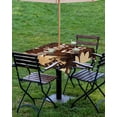 thumbnail image 4 of nqOlkjepod Fall Leaves Outdoor Tablecloth with Umbrella Hole & Zipper, Brown Beige Leaf Square Table Cover 54x54 Inch, Dining Waterproof Table Cloth Protector for Patio/Party/Picnic, 4 of 7