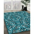 thumbnail image 3 of Ahgly Company Machine Washable Indoor Square Transitional Medium Teal Green Area Rugs, 6' Square, 3 of 7