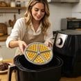thumbnail image 5 of Food Grade Silicone Waffle Mold 6.9 Inch Non Stick Baking Tray Reusable Bakeware for Cookie Chocolate Cake Air Fryer Oven Grey, 5 of 8