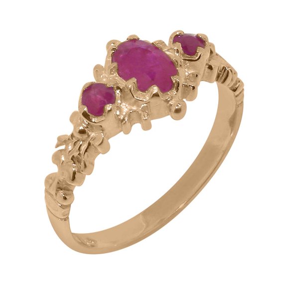 LBG British Made 10k Rose Gold Natural Ruby Womens Anniversary Ring - 33 size options - Size 10