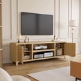 thumbnail image 4 of Fluted TV Stand for 80 Inch, Modern Entertainment Center with Storage, Wooden Media Console Cabinet with Fluted Door and Gold Handle for Living Room Bedroom, Natural Oak, 4 of 7