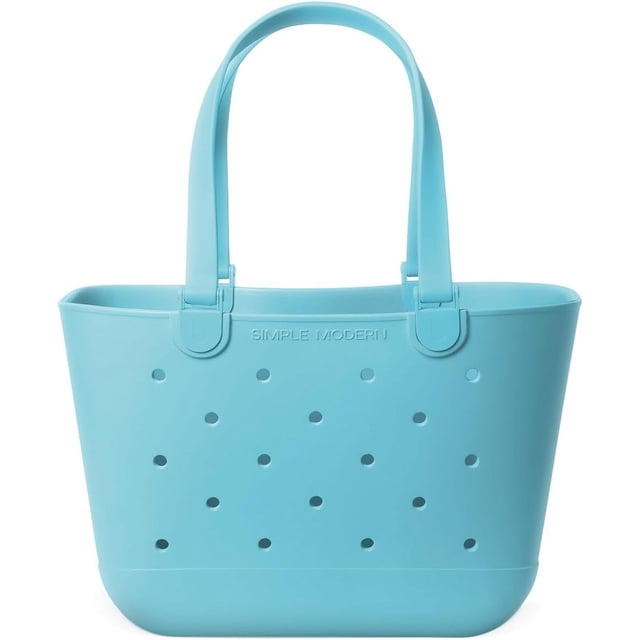 Large Beach Bag | Waterproof Rubber Tote with Zipper Pocket for Travel, Pool, Boat, Groceries, Sports | Getaway Bag Collection | Almond Birch