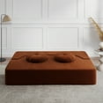 thumbnail image 3 of SOULART 75.59" loveseat sofa,Orange Convertible Corduroy Foam-Filled Sleeper Sofa Bed,Modern Floor Sofa with 2 Pillows for Living Room, 3 of 6
