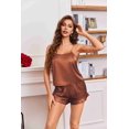 thumbnail image 3 of Ekouaer Womens Pajamas Set 2 Piece Satin Sleepwear Lingerie Soft Silk Pjs Cami Top and Shorts Sleep Camisole Nightwear, 3 of 6