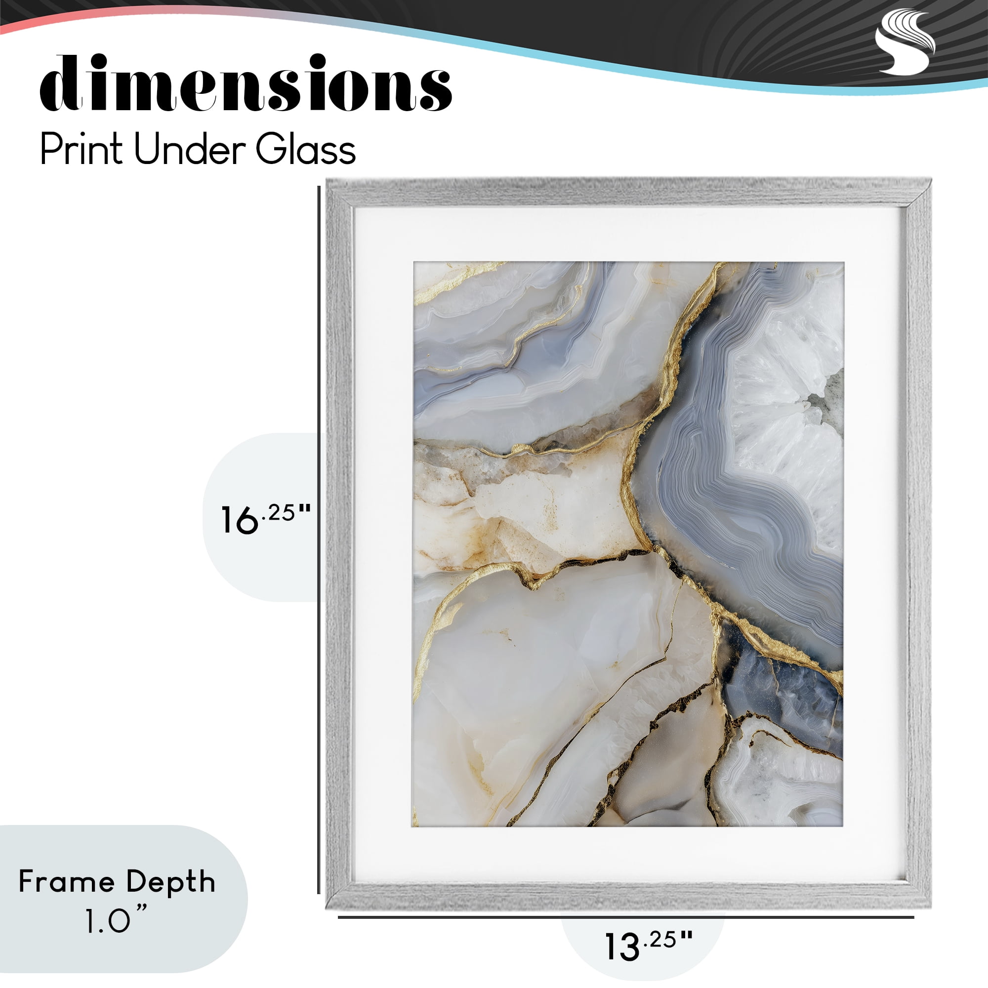 Stupell Industries White And Gray Geode Gray Framed Print Under Glass, design by Svetlana Aleynikova