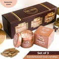 thumbnail image 3 of Sandalwood Oud - Scented Candles for Men - Pack of 3 x 5oz Natural Soy Clean Organic Non Toxic - Masculine Scent Gifts - Candel for Home Bedroom Bathroom Apartment Room Décor - New House Essentials, 3 of 9
