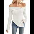 thumbnail image 2 of Suéter de Punto con Hombros Descubiertos y Lazo para Mujer, Blusa con Abertura Lateral, Ropa Estética Y2K de Moda L, 2 of 10