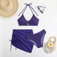 thumbnail image 1 of Traje de baño para mujer, bikini de 3 piezas, secado rápido, espalda abierta, color liso, conjunto de traje de baño para mujer, 1 of 7