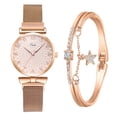 thumbnail image 2 of rygai 2Pcs/Set Women Watch Bracelet Kit Round Dial Numerals Pointer Shiny Accurate Decorative Gift Ladies Quartz Wristwatch Rhinestone Bangle for Daily Life,Rose Gold, 2 of 8