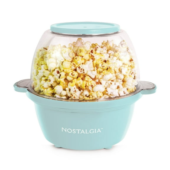 Nostalgia Electric Stirring Popcorn Maker – 2 Qt Capacity – Large Dual-Purpose Lid & Serving Bowl – Great for Gifts, Movie Nights, & Snacks – Black