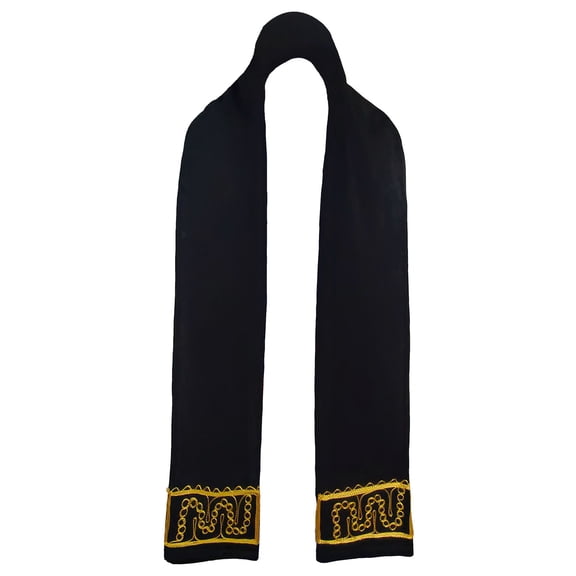 Black and Gold Embroidered Stole / Sash / Scarf