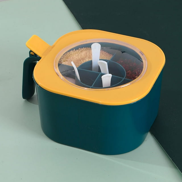 RKSTN Seasoning Jar Seasoning Box Combination Set, Household Kitchen Supplies, , Sugar, Monosodium Glutamate, Four Compartment Storage, Integrated -Proof, Multi Compart Kitchen Gadgets