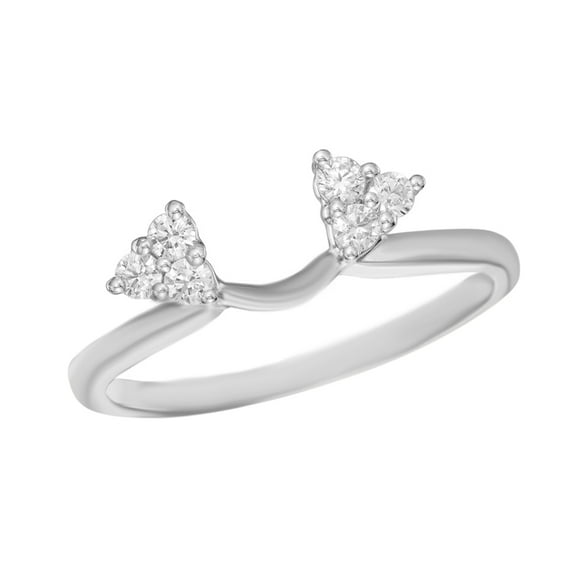 White Natural Diamond Tri-Side Solitaire Enhancer Guard Ring In 14k White Gold (1/3 Cttw)