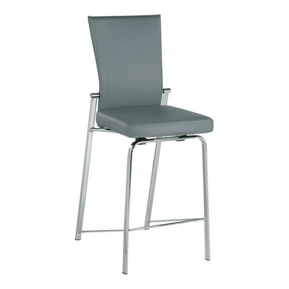 Milan Monique 42" Motion Back Chrome Frame Metal Bar Stool in Gray