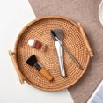 thumbnail image 3 of Rattan Basket 1Pc Hand Woven Rattan Serving Tray Decorative Round Rattan Storage Plate With Handles Rustic Breakfast Fruit Snack Coffee Tea Baskets, 3 of 5