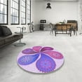 thumbnail image 3 of Ahgly Company Indoor Round Patterned Orchid Purple Area Rugs, 4' Round, 3 of 6