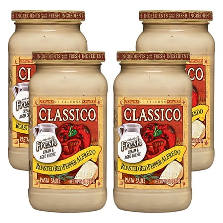 (4 Pack) Classico Roasted Red Pepper Alfredo Pasta Sauce, 15 oz (Best Noodles For Alfredo)