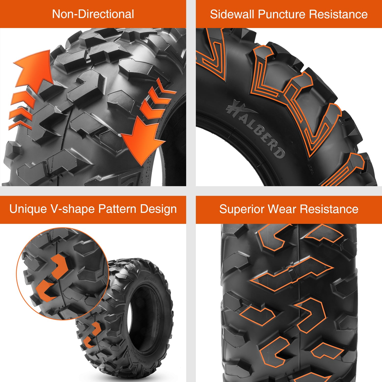 HALBERD 25x10-12 25x10x12 ATV UTV Tires 6PR Off-Road Rear Tire Tyres Set of 2