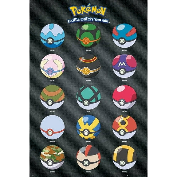 Rolled Poster Pokemon Pokeballs 24 x 36 Framed Poster