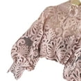 thumbnail image 3 of YM YOUMU Women Puff Long Sleeve Lace Mesh Hollow Out Blouse Shirt Sexy Crop Top, 3 of 4