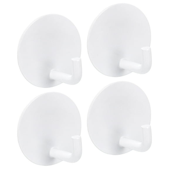 Uxcell Self Adhesive Hooks, 304 Stainless Steel Sticky Hook Wall Hanger, White 4 Pack