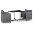 thumbnail image 1 of vidaXL 5 Piece Outdoor Dining Set with Cushions Poly Rattan Grey, 1 of 5