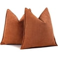 thumbnail image 5 of Throw Pillows for Couch Set of 2, Yamaziot 18" x 18" Decorative Pillow Accent Cushion for Sofa Bed Living Room, Solid Rust Orange Chenille, 5 of 9
