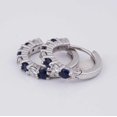 thumbnail image 4 of Silver & Stone Jewels Round Blue CZ Hoop Earrings with Sterling Silver Finish Classic Jewelry for Women, 4 of 5
