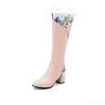 thumbnail image 4 of Jyeity 1980s Fashion For Women Plus-size Boots With Raised Printed Round Toe Thigh-high Boots Silver Boots For Women Pink Size 42(US:9), 4 of 9