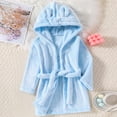 thumbnail image 5 of URMAGIC Toddler Boys Girls Bathrobes Pajamas Kids Solid Color Long Sleeve Fleece Hooded Robe Sleepwear Winter Warm Loungewear, 5 of 11