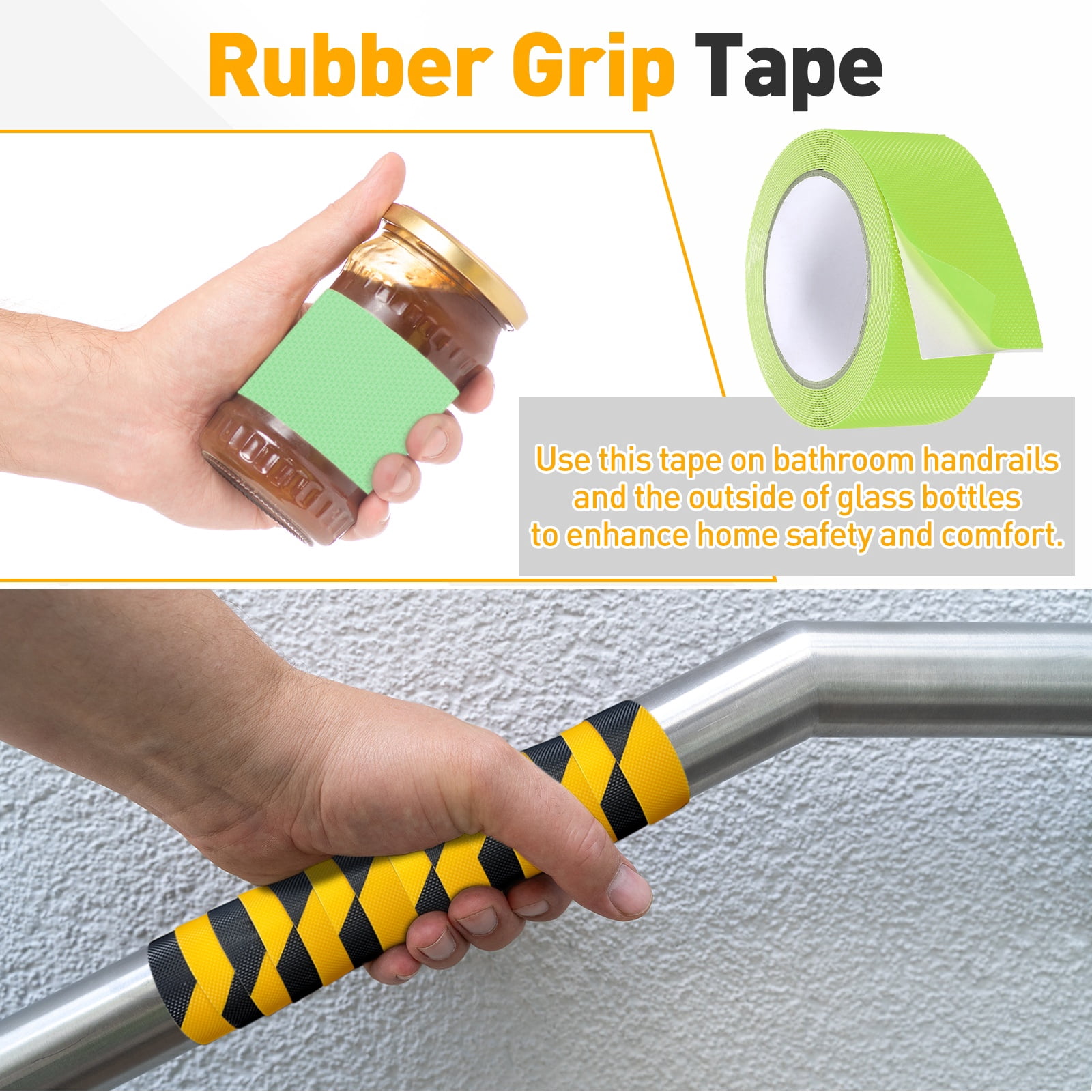 Uxcell 2 Pack Rubber Grip Tape, 2 in x 16 ft Non-Slip Tape with Texture Waterproof Adhesive Non-Abrasive Grip Tapes for DIY Tool, Indoor & Outdoor Stair Steps, Ramp, Light Green