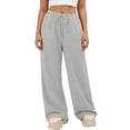 thumbnail image 3 of Jsaierl Womens Sweatpants Wide Leg Baggy Elastic Waist Trousers Travel Drawstring Comfy Jogger Pants with Pockets, 3 of 8