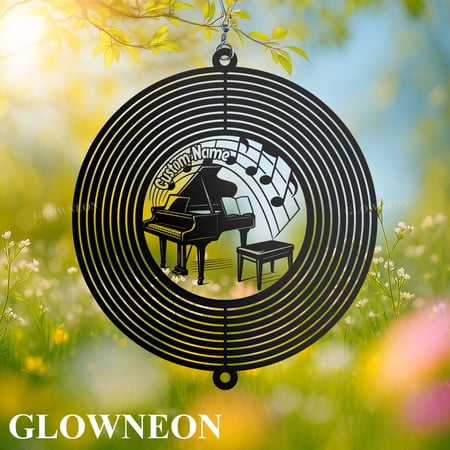 GLOWNEON Personalized Piano Wind Spinner Hanging Music Garden Decor Gift for Musicians